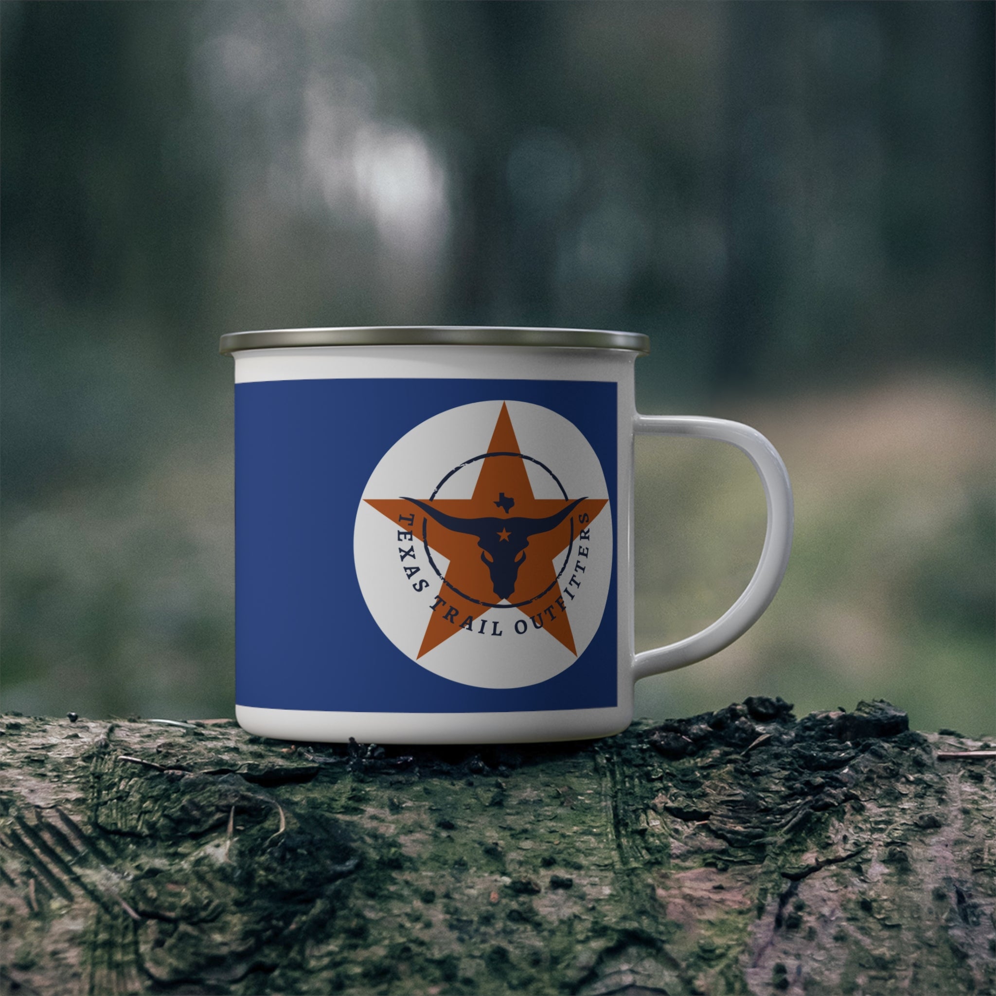 Enamel Camping Mug - Texas Trail Outfitters Star Longhorn Logo