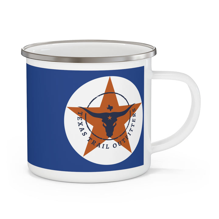 Enamel Camping Mug - Texas Trail Outfitters Star Longhorn Logo