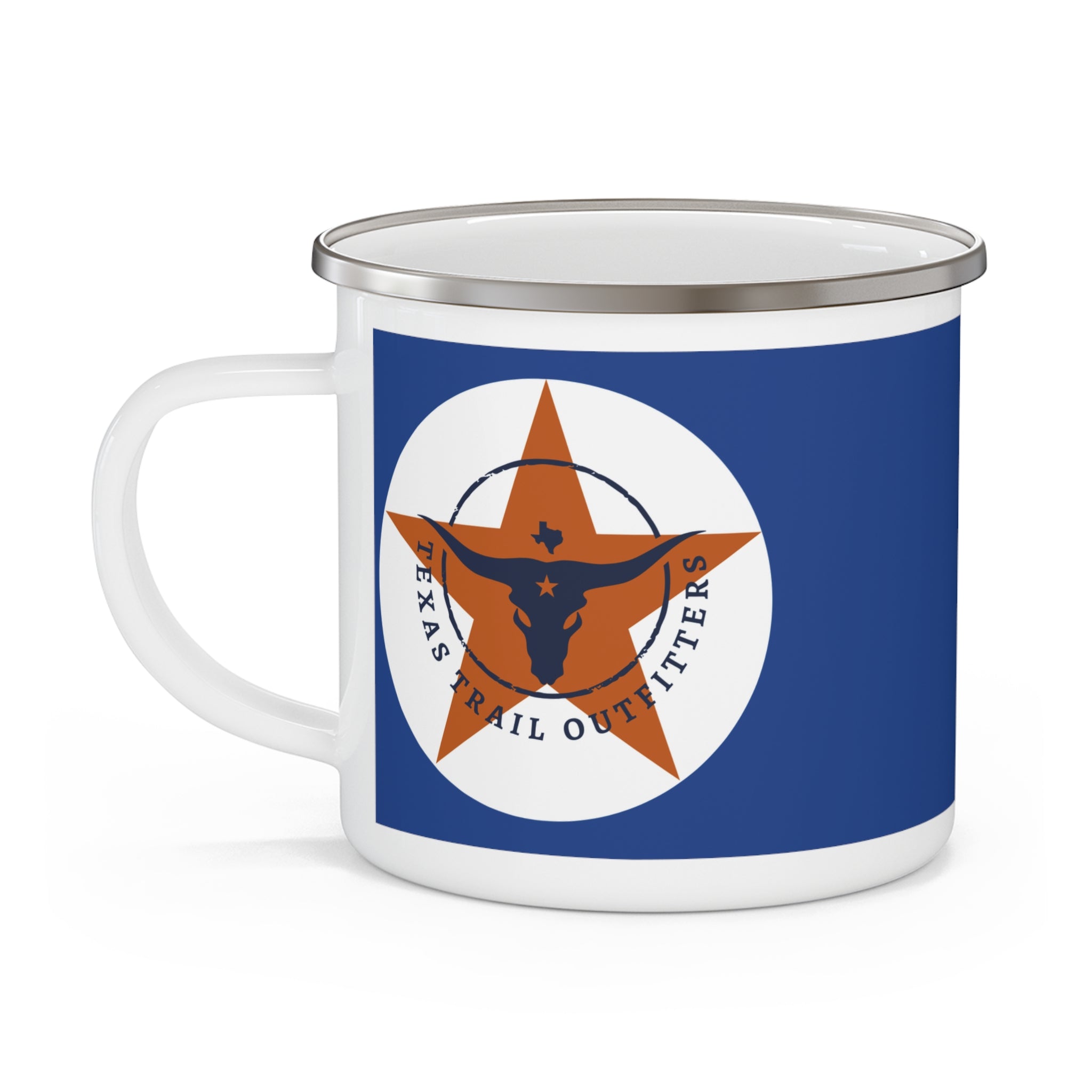 Enamel Camping Mug - Texas Trail Outfitters Star Longhorn Logo