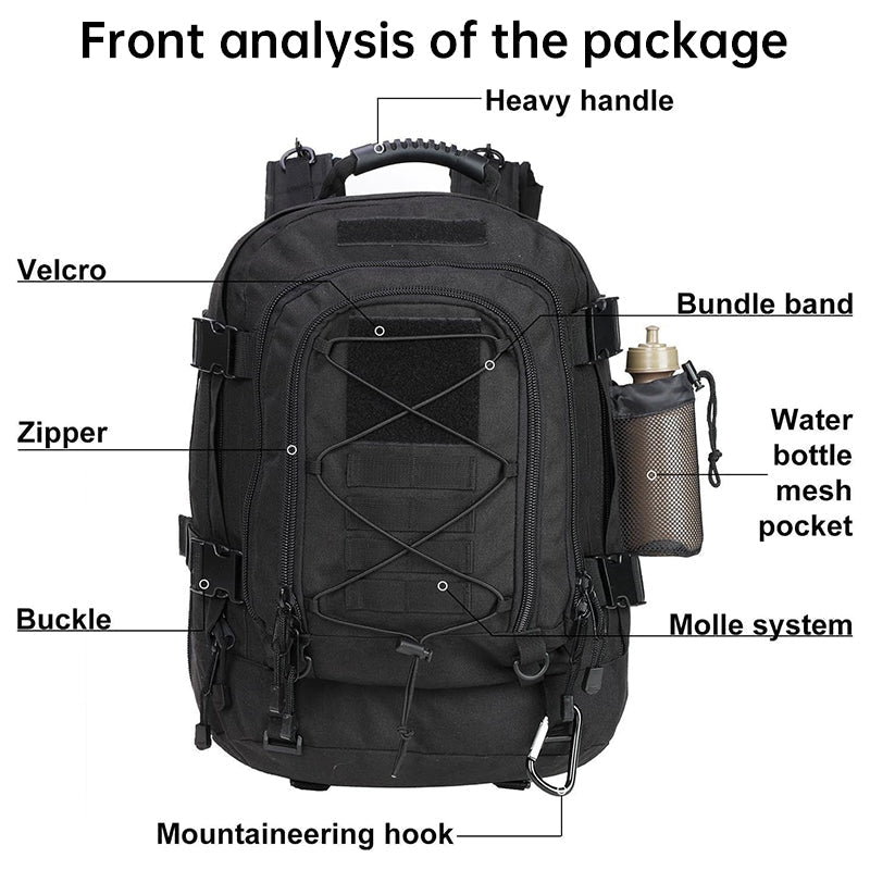 65L Men’s Tactical Backpack – Large Capacity Military-Style Rucksack