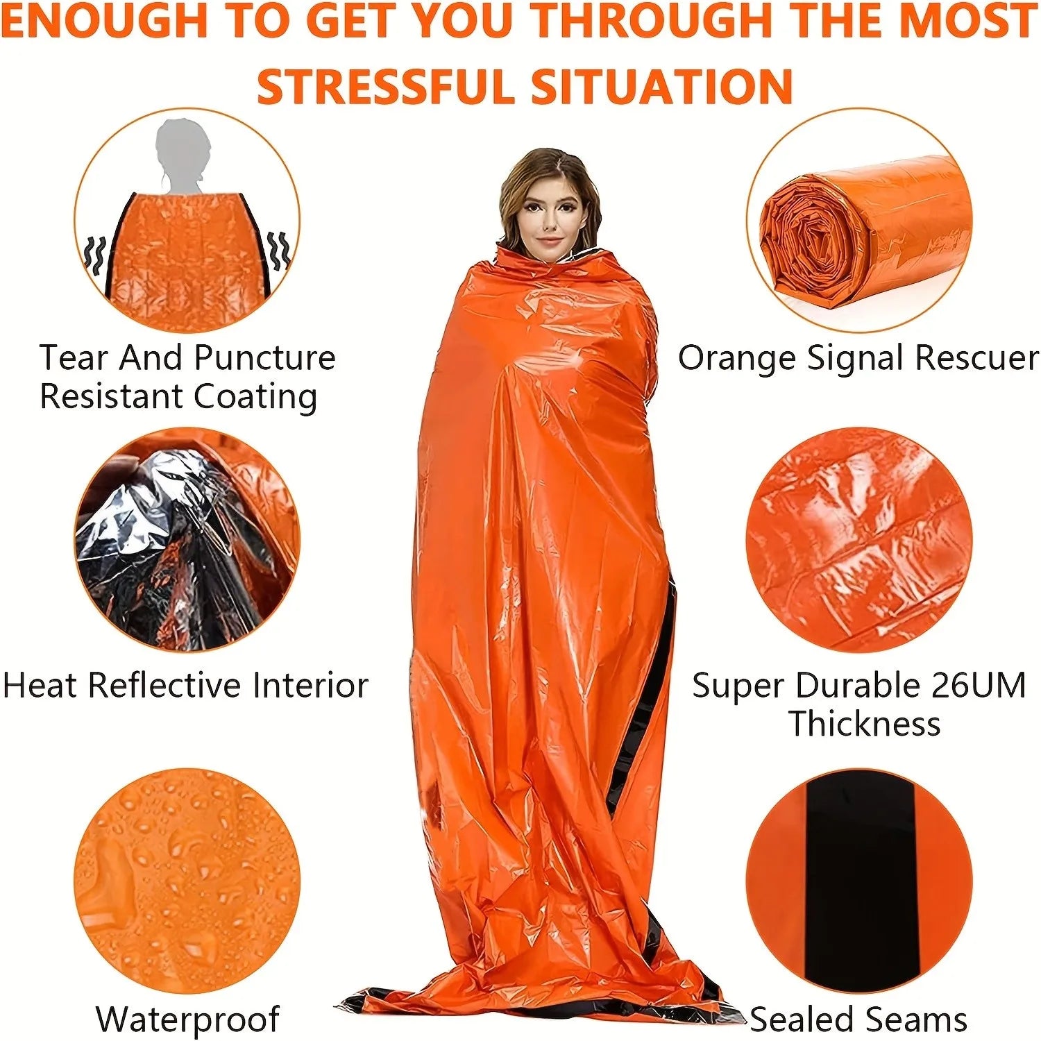 Portable Waterproof Emergency Survival Sleeping Bag Mylar Blanket
