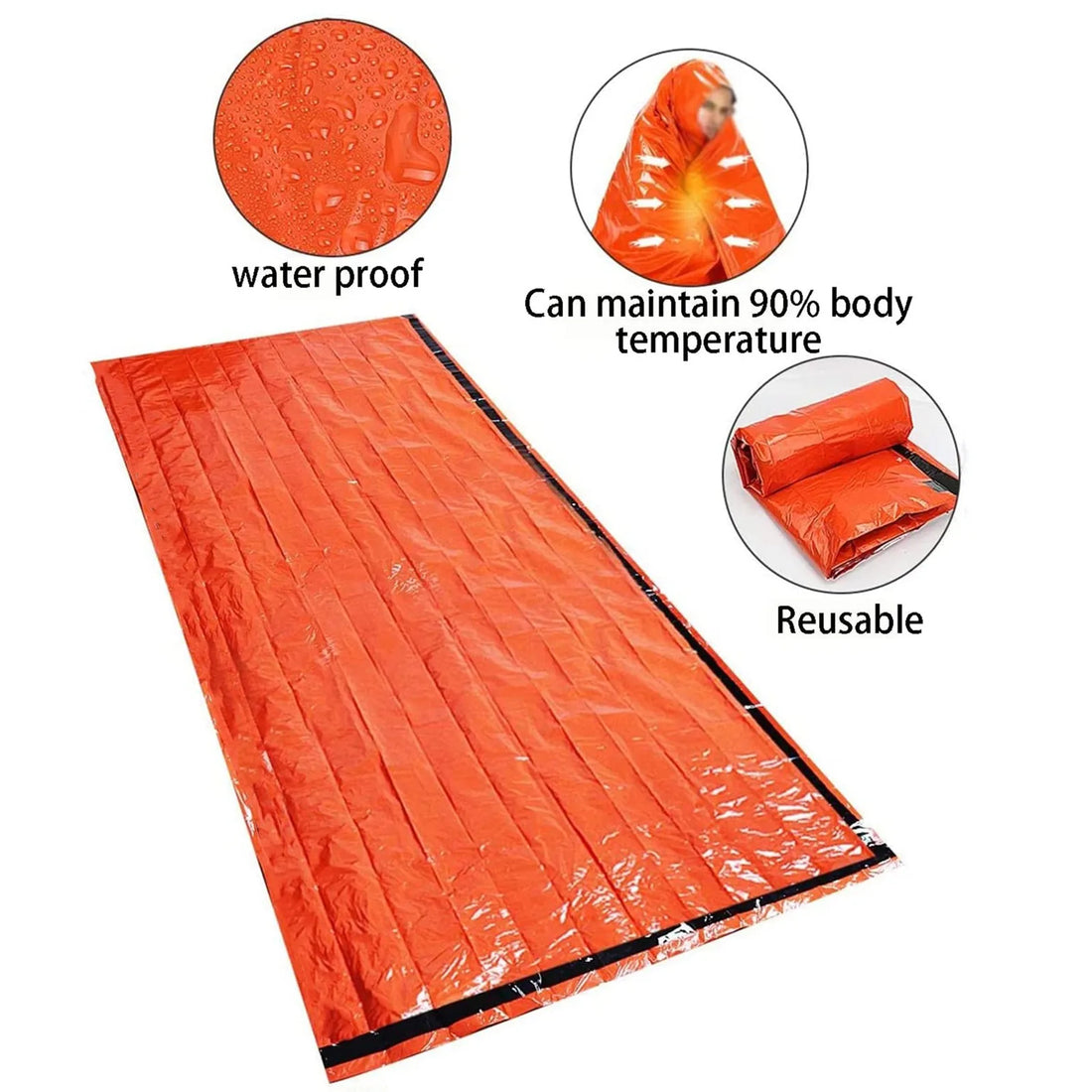 Portable Waterproof Emergency Survival Sleeping Bag Mylar Blanket