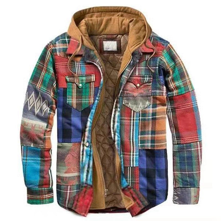 Men’s Plaid Hooded Jacket – Soft, Warm Long Sleeve Casual Shirt Jacket
