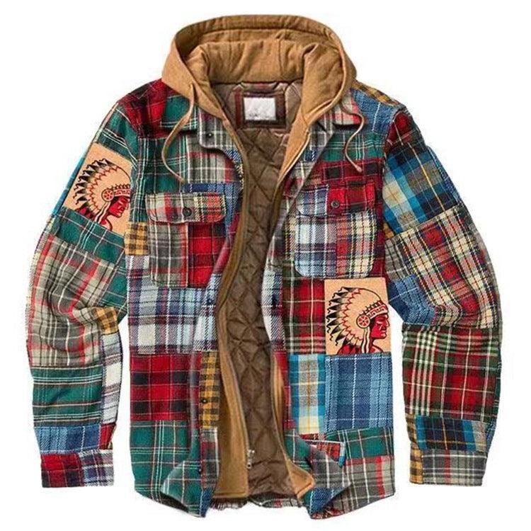 Men’s Plaid Hooded Jacket – Soft, Warm Long Sleeve Casual Shirt Jacket
