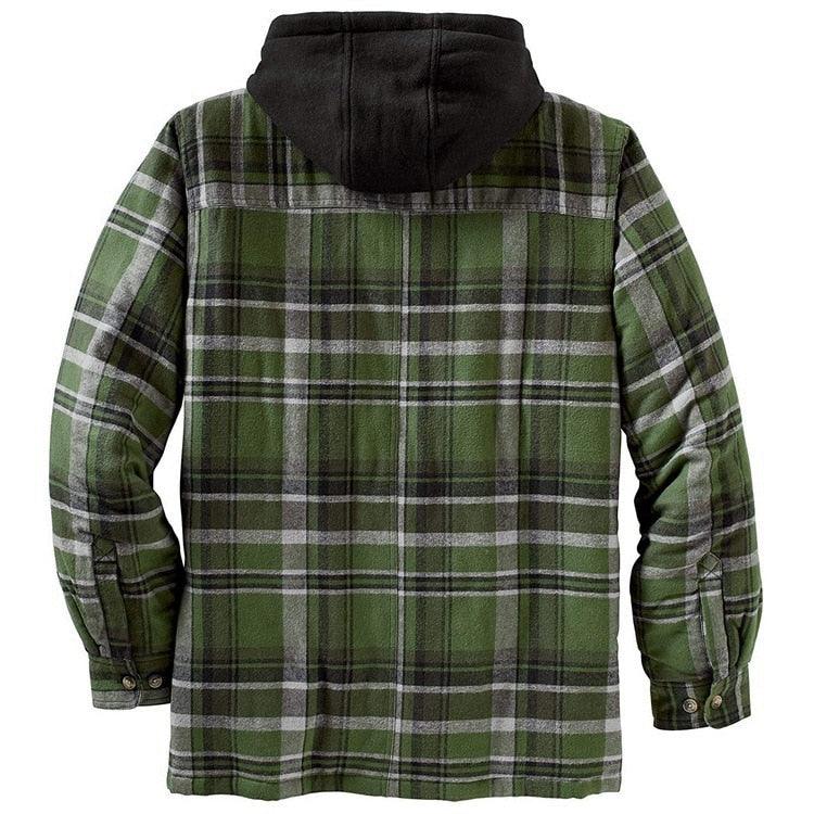 Men’s Plaid Hooded Jacket – Soft, Warm Long Sleeve Casual Shirt Jacket