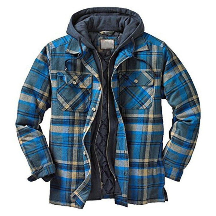 Men’s Plaid Hooded Jacket – Soft, Warm Long Sleeve Casual Shirt Jacket