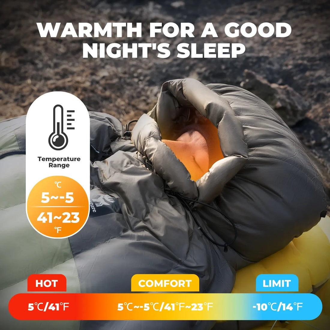 650 Fill Power Mummy Down Sleeping Bag – Waterproof, 23°F