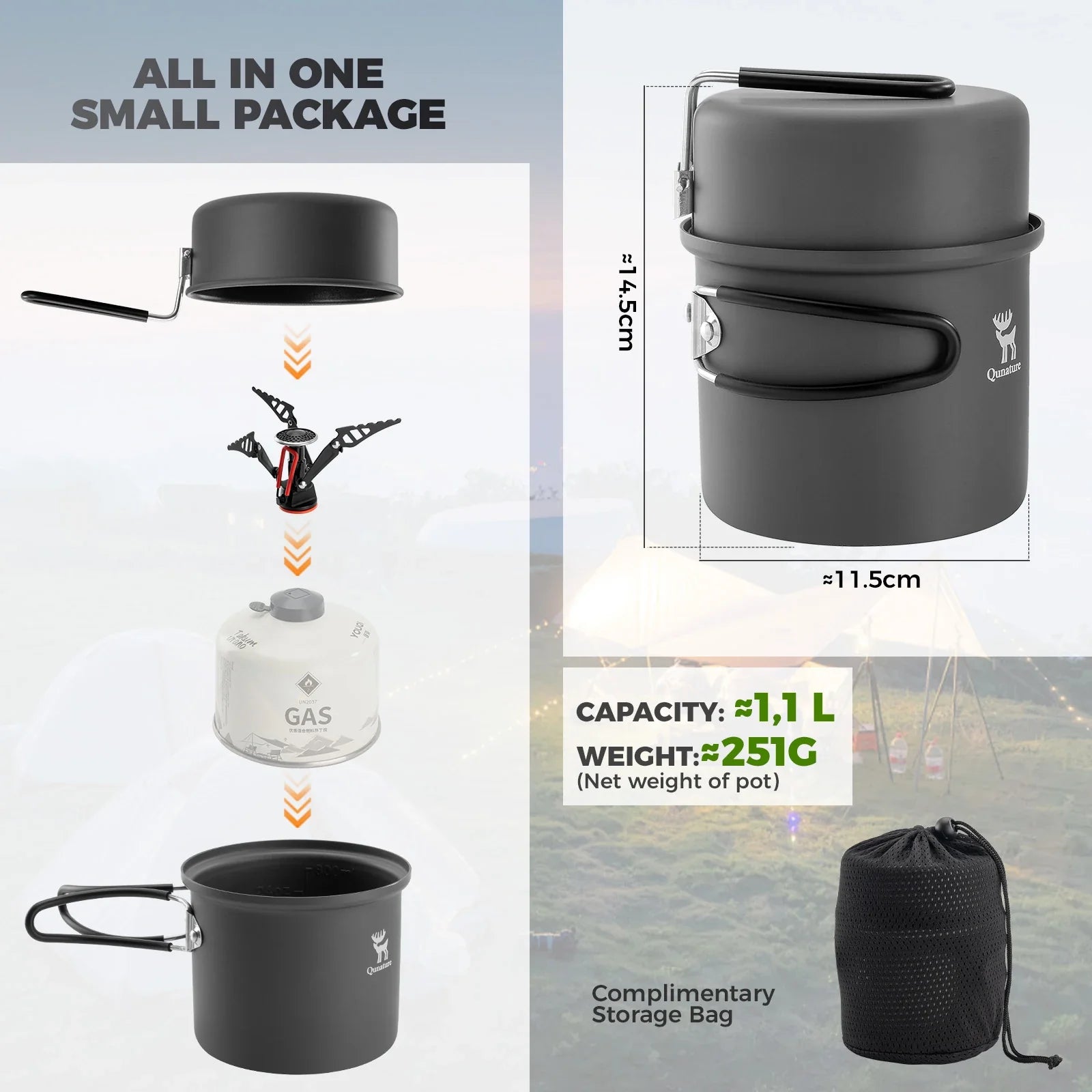 Ultra-Light Aluminum Camping Cookware Set – Nestable Design