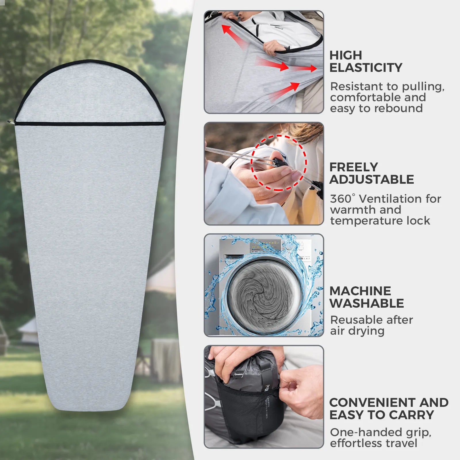 Sleeping Bag Liner, Ultralight Quick-Dry Washable for Outdoor Camping